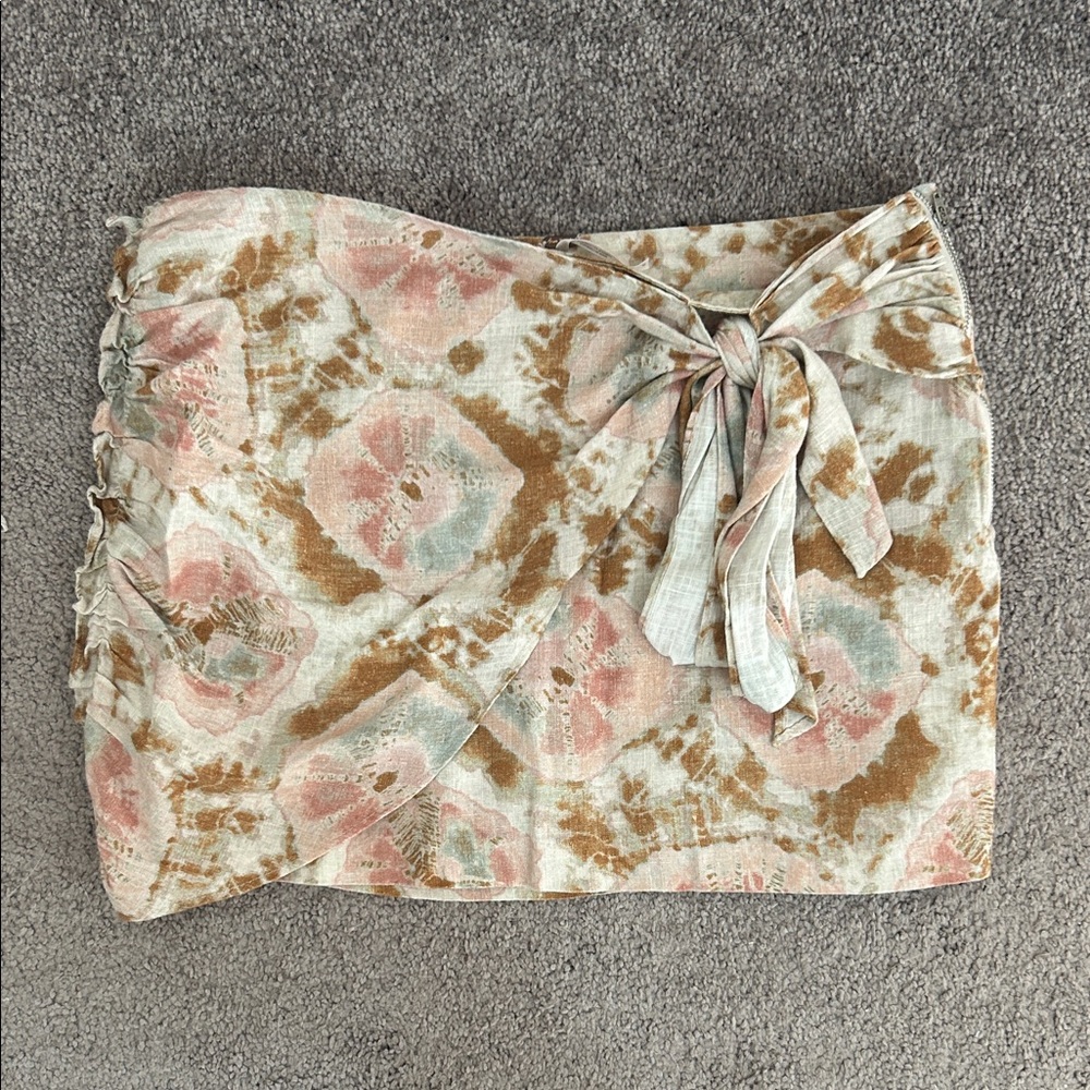 Free People Floral Mini Skirt in Pink and Brown